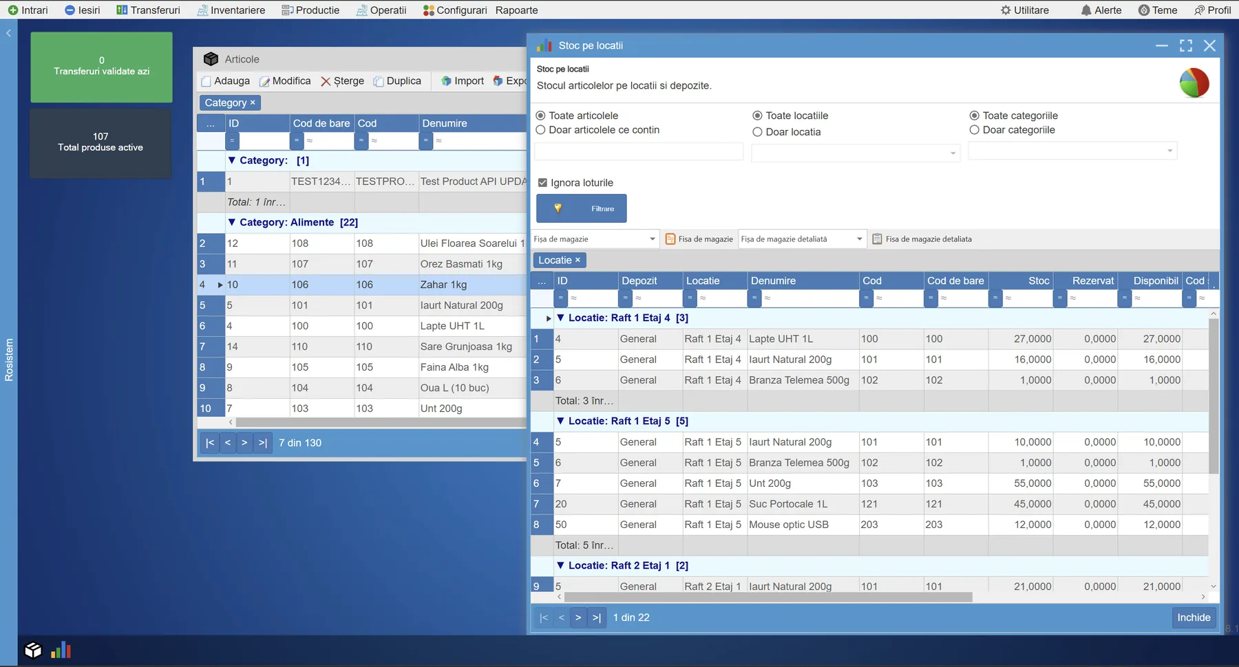 WMS — Stoc pe locatii